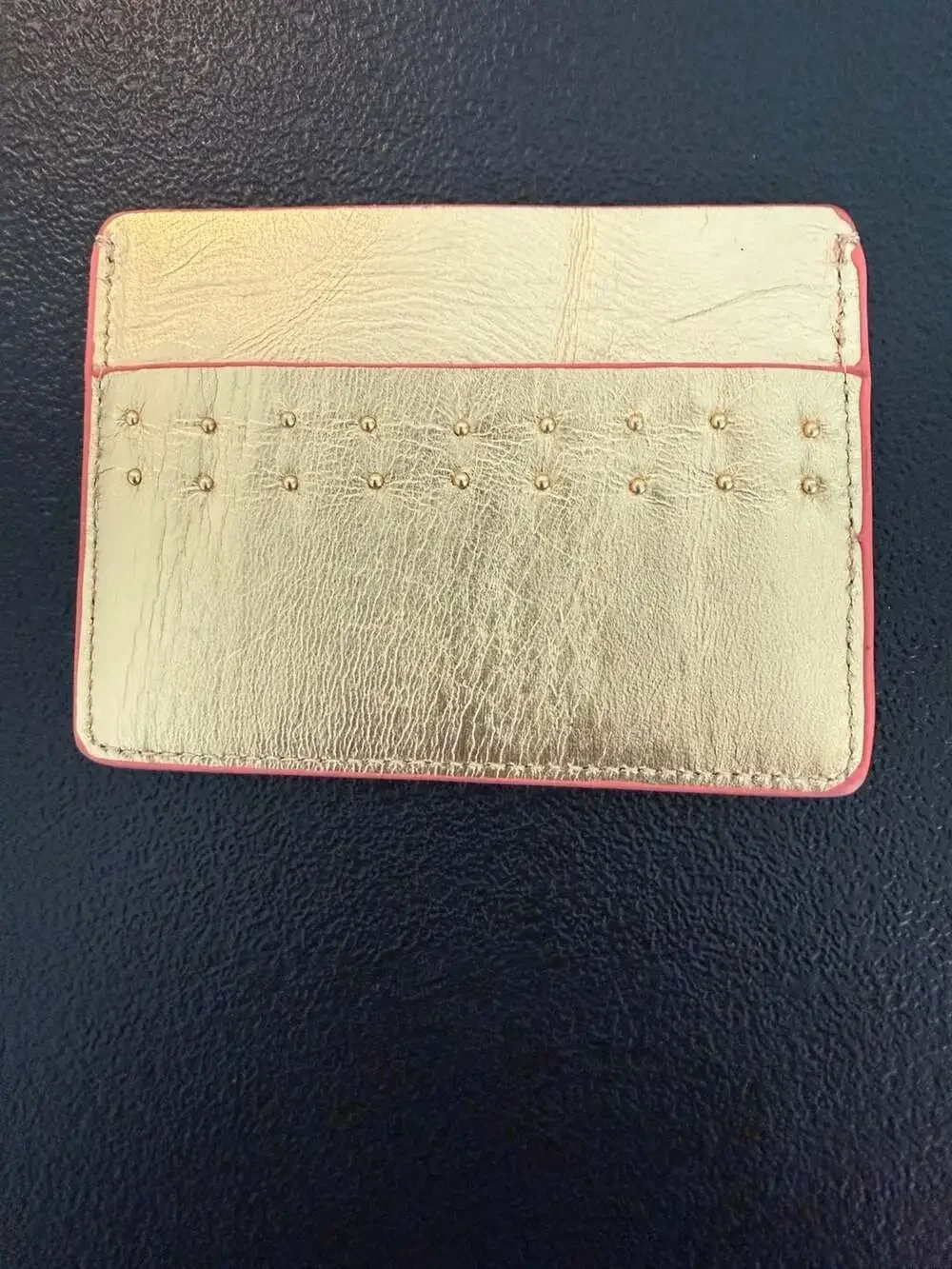 Lauren‎ Merkin Gold Leather Studded Card Holder